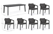 Ensemble table + 6 chaises Cordova anthracite