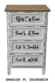 Meuble shabby Breslavia 4 tiroirs cm50x38Xh88