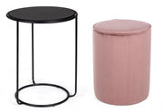 Annika ensemble table basse-pouf moderne en vieux rose