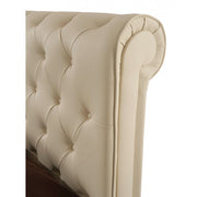 Lit double avec conteneur en éco-cuir Crème 180x223xh.120 cm