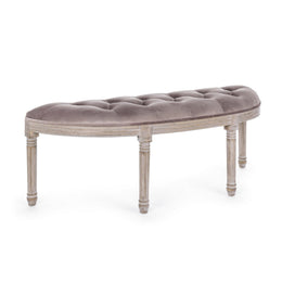 Banc en velours gris tourterelle Tilde de style classique