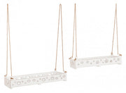 Ensemble de 4 plateaux Hilaris rectangulaires blancs avec étoiles, dimensions 4x