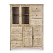 Armoire 4 portes 6 tiroirs Mayra en bois naturel