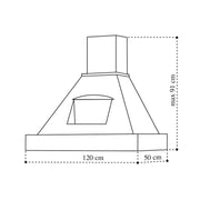 Hotte de cuisine TOSCA blanche rustique avec cheminée avec finitions en bois couleur corde 120 cm