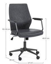 Fauteuil de bureau en éco-cuir noir Jamie 67 x 58 x 93 cm