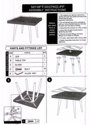 Table carrée en polyarattan blanc crème avec verre 90x90x77h cm
