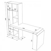 Bureau avec bibliothèque en bambou avec porte blanche