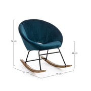 Fauteuil à bascule Annika effet velours bleu canard