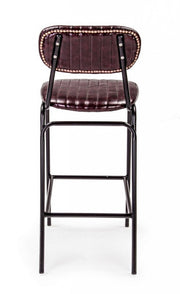 DEBBIE Tabouret de bar vintage simili cuir Bordeaux 44x51x h100 cm