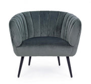 Fauteuil métal gris et velours Avril