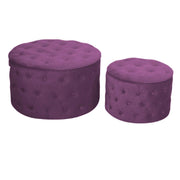 Pouf velours violet 1-2 rond cm ø70h42