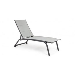 Chaise longue de jardin en aluminium avec roues anthracite CLEOPAS 61x192x h105 cm
