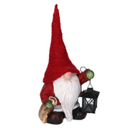 Gnome en résine avec lanterne rouge 23,5x17h50 cm