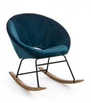 Fauteuil à bascule Annika effet velours bleu canard