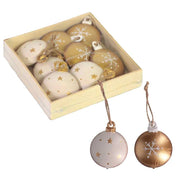 Lot de 8 décorations en métal or blanc cm11x11h2,5