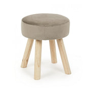 Tabouret Adeline en bois effet velours gris tourterelle