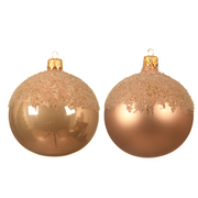Assortiment de boules de Noël or rose avec dessus recouvert de paillettes Ø8 cm