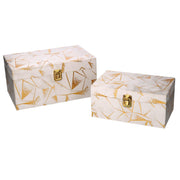 Boîte rectangulaire en bois 1-2 décorations dorées cm30x18,5h15