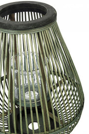 4x Lanterne Trépied Bambou Ver-Noir H61.5
