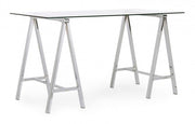 Alchimia Chrome bureau moderne avec plateau en verre 140x70x76h cm