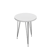 Table basse ronde Nisa 35 en pieds métal blanc et noir