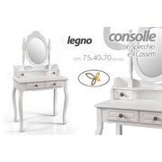 Console de chambre avec miroir et quatre tiroirs blancs