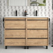 Meuble de salle de bain Geco120 chêne ostippo double vasque 3 tiroirs 120x45x86h