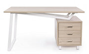 Bureau en bois blanc avec commode Armande cm 140 x60 x 76 h