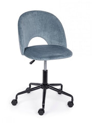 Chaise de bureau bleu clair en velours et structure en acier