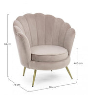 Fauteuil rétro en velours gris clair modèle paon