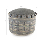 Pouf coton style ethnique TILAK Tuba diamètre 50x h35 cm