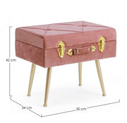 Tabouret avec bac en velours Vieux Rose POLINA 50x34x h42 cm