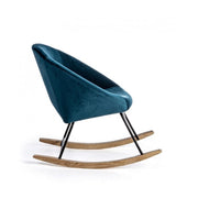 Fauteuil à bascule Annika effet velours bleu canard