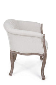 Fauteuil classique en bois et tissu naturel Diva