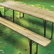 Set de jardin table et deux bancs en bois et acier Verdelook
