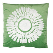 Coussin carré en tissu vert fleur blanc cm45x45h10
