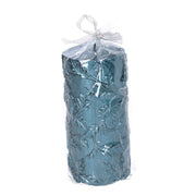 Bougie à la paraffine bleue feuilles en relief cm ø7h15