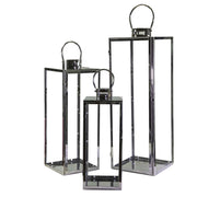Lanterne carrée en métal argenté 1-3 cm29x28,5h85