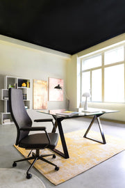 Fauteuil de bureau à dossier haut en similicuir noir Jamie