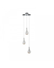 Lampe à suspension en verre et métal rose Perle STS