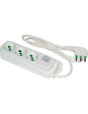 Bloc multiprise bypass blanc avec interrupteur lumineux, 3 gangs 2P+T 16A, câble 3x1,0 m 1,5 inclus.