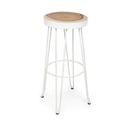 Tabouret de bar blanc en bois naturel en bois