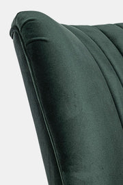 Fauteuil vintage en bois velours vert Virna