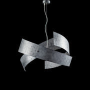 Suspension industrielle en fer laqué avec décoration argentée 3 lumières 57xh.28 cm