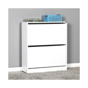 Meuble à chaussures avec 2 portes battantes blanches brillantes 73x26xh.84 cm
