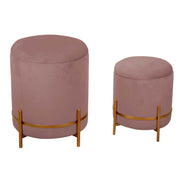 Pouf velours 1-2 vieux rose cm ø39h49