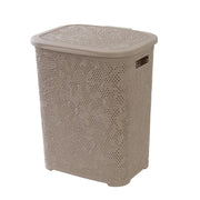 Panier à linge plastique 50 litres Flower gris tourterelle
