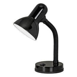 Lampe de table orientable pour étude, lecture et bureau avec culot E27 Basic, couleur noire.