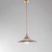 Decape Lustre câble en tissu marron Abat-jour en céramique blanche 30x h14 cm