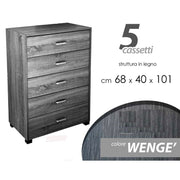 Tiroir en bois gris avec 5 tiroirs 68 x 40 x 101 h cm